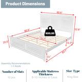 OYUMOENTS King Size Bed Frame Farmhouse Style, Tall Headboard King Bed Frame with Footboard, Pinewood Antique Beds, Farmhouse Style, Noise-Free, No Box Spring Needed, White OYUMOENTS