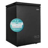 EUHOMY 3.5 Cu.Ft Chest Freezer with Removable Basket, Small Deep Freezer Adjustable 7 Thermostat, Quiet Mini Freezer Free-Standing Top Door, Energy Saving for Apartment/Garage/Basement/Dorm/Home,Black EUHOMY