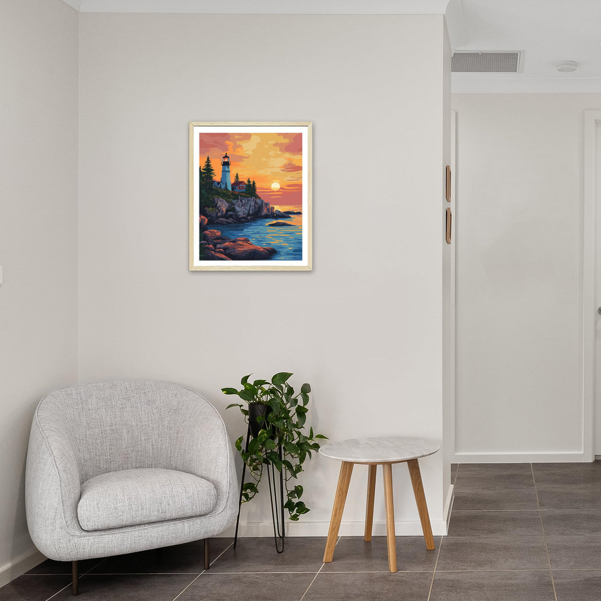 ARNLRDYA Paint by Number Kits Lighthouse at Sunset, Acadia National Park Paint by Numbers for Adults, Ocean Scenes Coastal DIY Acrylic Painting for Gift Home Decor(16×20inches, Unframe) ARNLRDYA