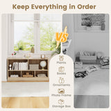 SILKYDRY 5 Cube Storage Organizer, 2-Tier Horizontal Bookshelf, Wooden Display Book Shelves for Home Office Classroom, Low Bookcase Under Window (Natural, 44” x 12” x 24”) SILKYDRY