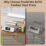 FewNvWa Tumbler Heat Press Machine - Auto Mug Heat Press Fast & Even, Auto-Off Safe Professional Sublimation for 10-30oz Cups, Glasses and Mugs FewNvWa