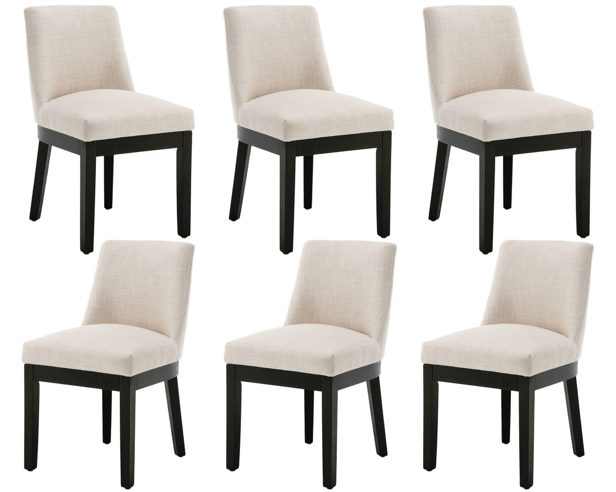 Kitchen & Dining Room Chairs Set of 6 Farmhouse Wingback Kitchen Chairs Modern Linen Fabric Upholstered Dining Chairs with Black Wood Legs, 18’’ Wide Accent Side Chairs for Living Room/Bedroom, Beige HNY