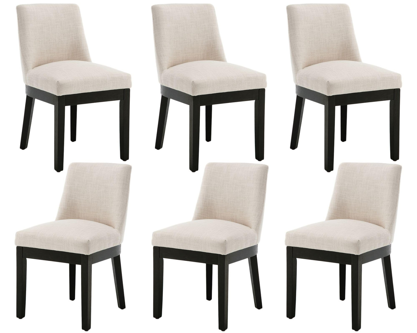 Kitchen & Dining Room Chairs Set of 6 Farmhouse Wingback Kitchen Chairs Modern Linen Fabric Upholstered Dining Chairs with Black Wood Legs, 18’’ Wide Accent Side Chairs for Living Room/Bedroo - WoodArtSupply