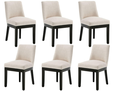 Kitchen & Dining Room Chairs Set of 6 Farmhouse Wingback Kitchen Chairs Modern Linen Fabric Upholstered Dining Chairs with Black Wood Legs, 18’’ Wide Accent Side Chairs for Living Room/Bedroom, Beige HNY