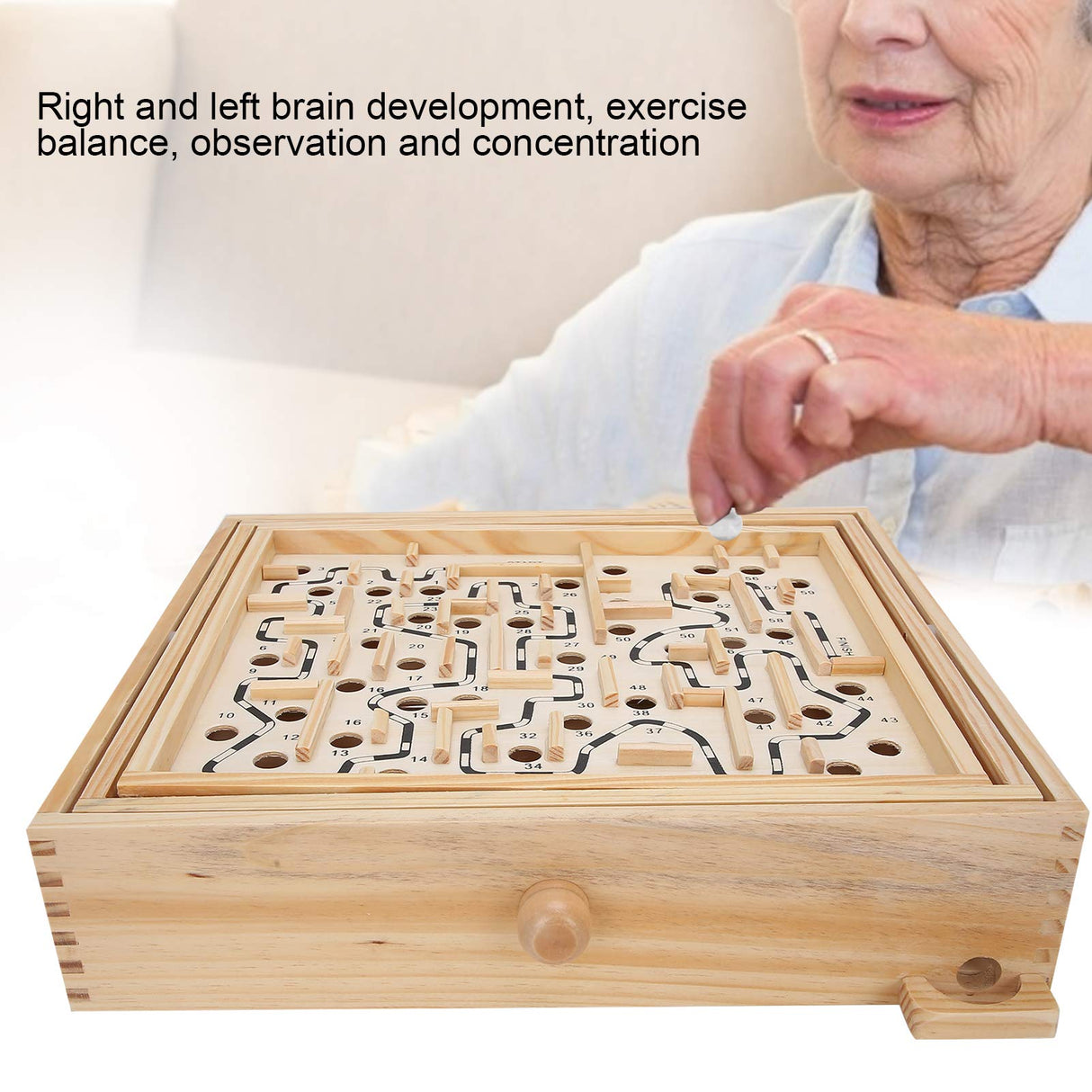 Yosoo Wooden Maze Ball Large, Wooden Labyrinth Maze Game Educational Games Puzzle Toy Table Tilting Balance Board with for Dementia Adults Children Large Marbles Company Junior Yosoo
