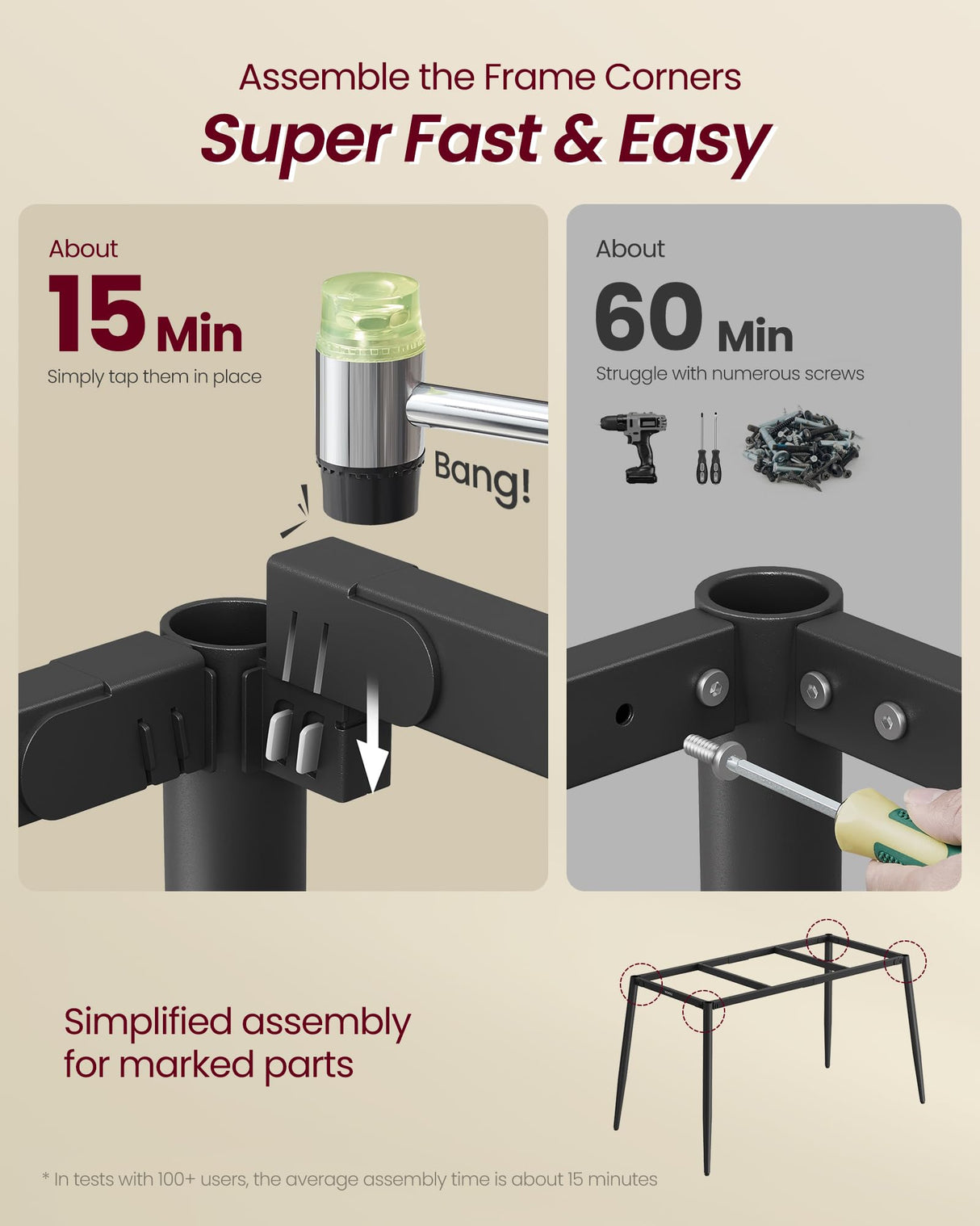 VASAGLE Dining Table, Dining Room Table for 4-6 People, Modern Farmhouse, for Kitchen, Quick Assembly, Heat-Resistant Surface, 29.5 x 55.1 x 29.5 Inches, Natural Walnut and Ink Black UKDT100K02V1 VASAGLE