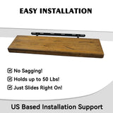 BGMG Floating Shelves 24 inch Long, Distressed,Wide Rustic Wooden Wall Shelves for Bathroom Living Room Bedroom Kitchen Farmhouse Set of 2-24x6.7x1.25 inch-Distressed Walnut BGMG