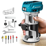 Cordless Compact Router for Makita 18V Battery (Bare Tool), 6 Variable Speeds Router Tool for Woodworking, 800W 30,000 RPM Fixed Base Wood Router with Trim Router Bits, Edge & Roller Guide, Dust Hood MtiolHig