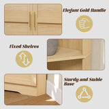 ROMMAK Corner Cabinet, 67'' Tall Corner Storage Cabinet with 2 Barn Doors and Adjustable Shelves for Living Room, Kitchen, Bathroom, Laundry Room, Natural Wood ROMMAK