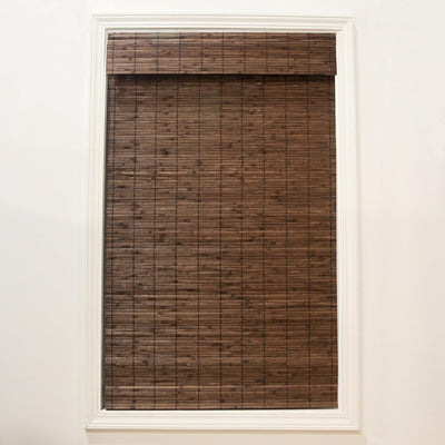 Radiance Cordless Bamboo Roman Shades for Windows - Flatstick Bamboo Blinds for Semi-Private Light Control - Easy to Lift & Fold Up Window Shades - Cocoa - 34 in. W x 64 in. L - (2216310E)