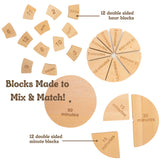 Tomaze Montessori Wooden Toy Clock - Kids' Educational Kit to Teach Time, Fractions, Numbers, & Sorting with Blocks - Early Math Learning - Gift for Age 4+ Boy Girl Preschooler in Classroom Homeschool Tomaze Toys