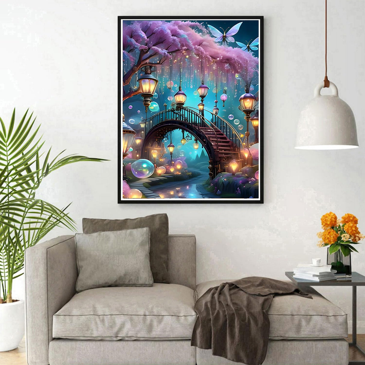 DPHERO DIY Dreamland Diamond Painting Kits for Adults,5D Bridge Diamond Art Kits for Beginners,Round Full Drill Tree Diamond Painting Art,DIY Painting by Numbers Diamond Art Painting 12x16 inch DPHERO