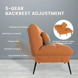 COMHOMA Convertible Futon Sofa Bed, 72″Fabric Futon Couch with Adjustable Backrest, Folding Sleeper Recliner for Living Room Furniture (Orange) COMHOMA