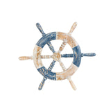 Deco 79 Wood Ship Wheel Home Wall Decor Distressed Two-Toned Wall Sculpture with Brown Accents, Wall Art 19" x 2" x 22", Blue Deco 79