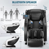 AVSAMOQ Massage Chair Full Body, Zero Gravity Massage Chair Recliner with Air Pressure, 8 Fixed Massage Rollers, Heating, Foot Roller, Bluetooth Speaker, for Home Office Men Women (Black) AVSAMOQ