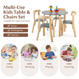 Costzon Kids Table and Chair Set, 5-Piece Wooden Activity Table w/ 4 Chairs, Toy Bricks, Classroom Playroom Daycare Furniture for Playing, Drawing, Reading, Bentwood Toddler Table & Chairs (Grey) Costzon