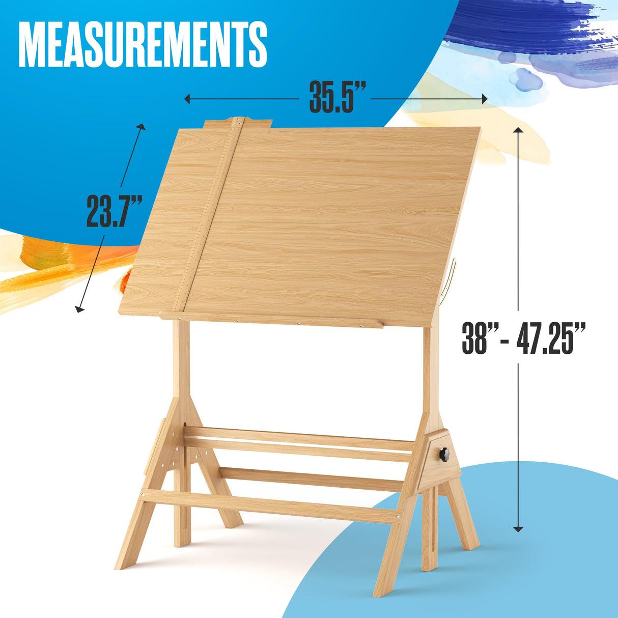 Houseables Portable Drafting Table, Artist Table, Drafting Desk, Artist Desk, Architect, Painting, Blueprint, Blue Print, Plan, Drawing, Art, Architectural, Adults, Dibujo, Wood, Adjustable, 36" x 24" Houseables