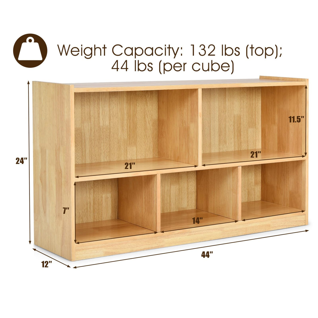 Tangkula Yellow 5-Cube Wooden Storage Bookcase - Stylish 2-Tier Display Shelf for Any Room Tangkula