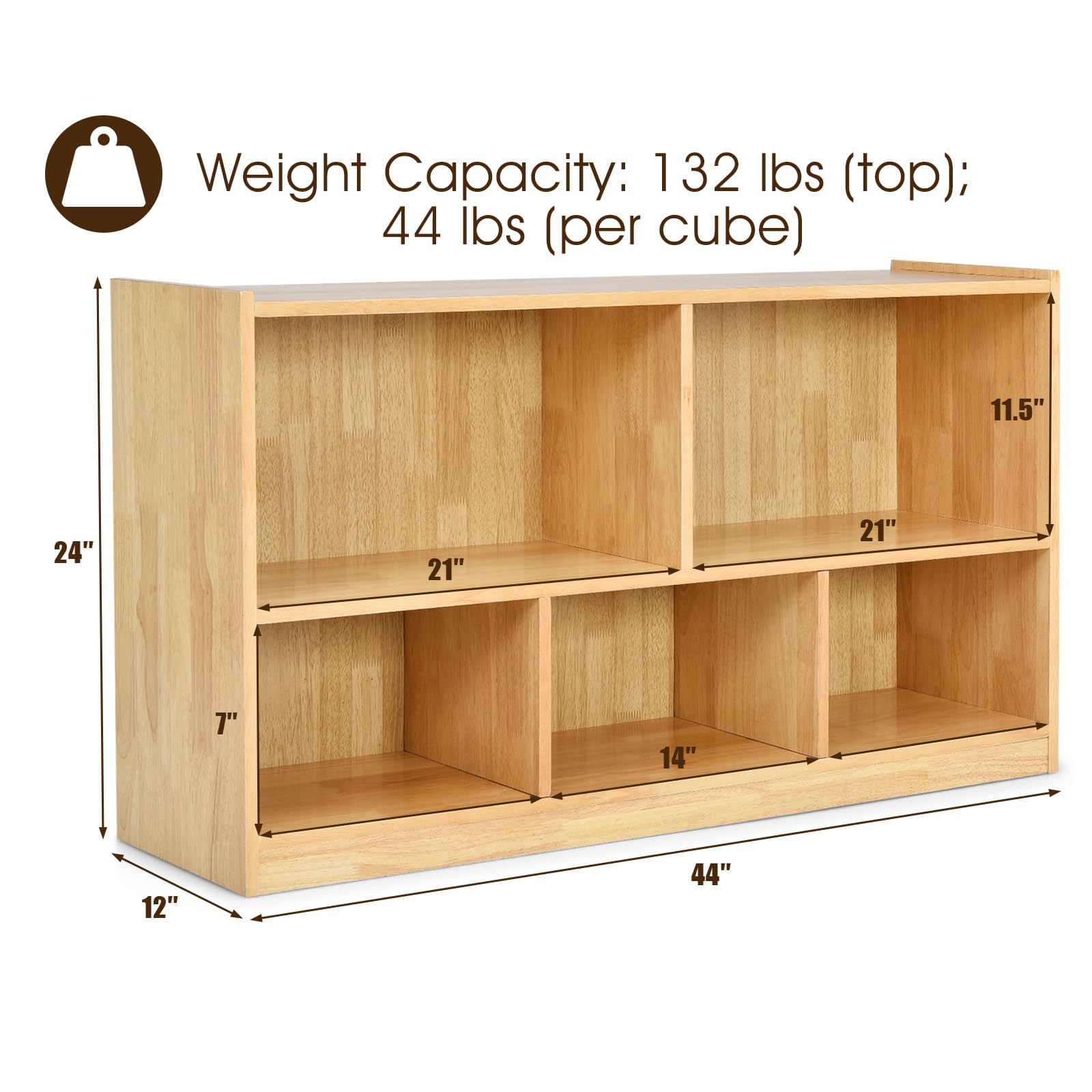 Tangkula Yellow 5-Cube Wooden Storage Bookcase - Stylish 2-Tier Display Shelf for Any Room - WoodArtSupply