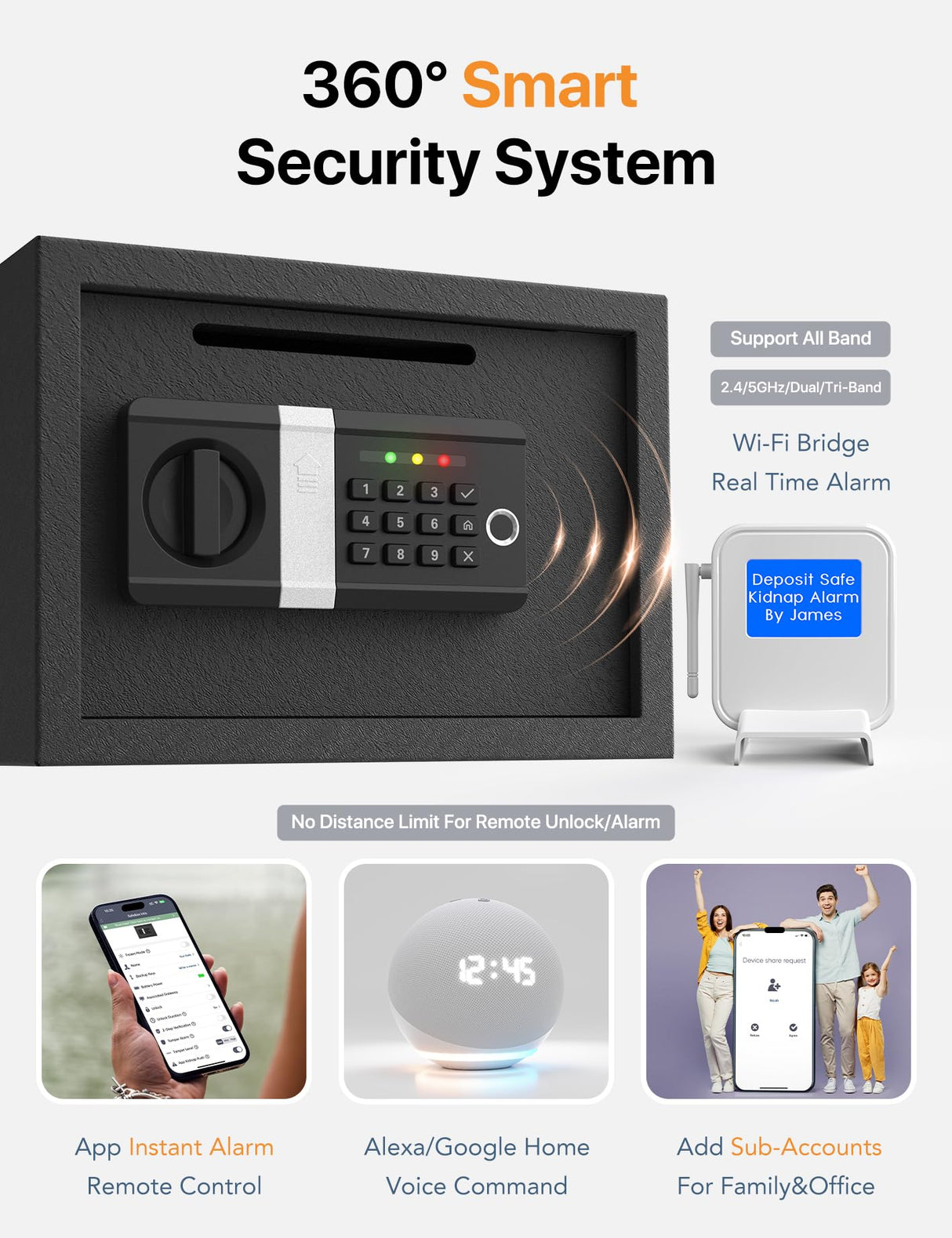 FORFEND Smart Depository Drop Safe App Alarm| Voice Command Office Deposit Safe Box Front Drop Slot | Tamper Proof Money Safe for Business Cash Slip FORFEND Security