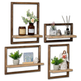 Walasis Wood Wall Shelves for Bedroom Farmhouse - Rustic Floating Shelf Decorative Storage Shelving Wall Mounted Decor with Frame for Living Room Walasis