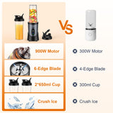 KOIOS Smoothie Blender, 900W Personal Blender for Shakes and Smoothies Kitchen with 2 No-BPA 22oz Portable Blender Cups, Single Serve Smoothies Maker Mixer for Juices, Nutritious Recipe (Grey Blue) KOIOS