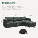 HONBAY Modular Sectional Couch with Storage Corduroy L Shaped Sectional Couches for Living Room,Green HONBAY