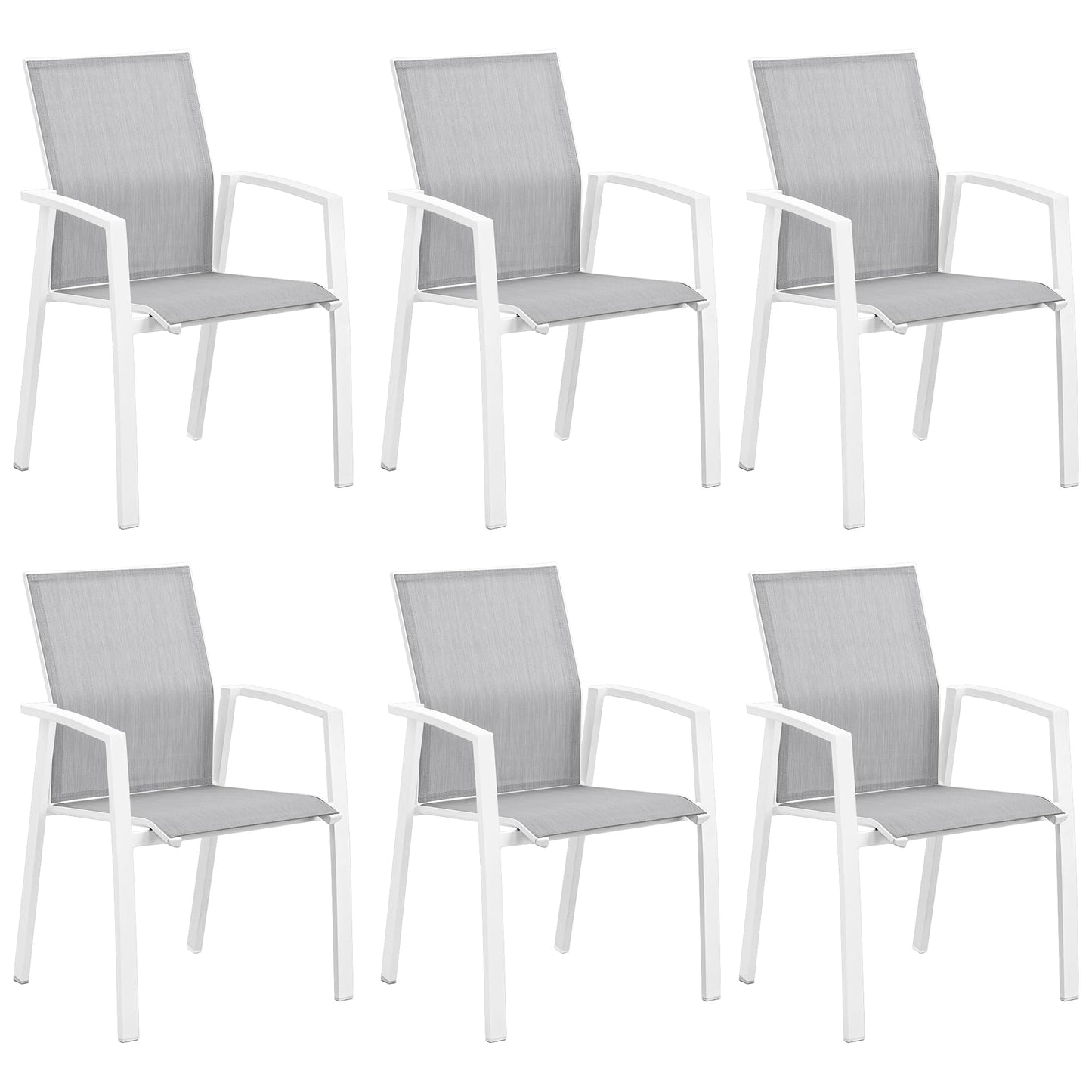 Wisteria Lane Patio Chairs Set of 6, Heavy Duty Aluminum Outdoor Dining Chairs with Breathable Quick Drying Textilene Fabric, Metal Stackable Outdoor Patio Furniture for Lawn Balcony Outside - WoodArtSupply