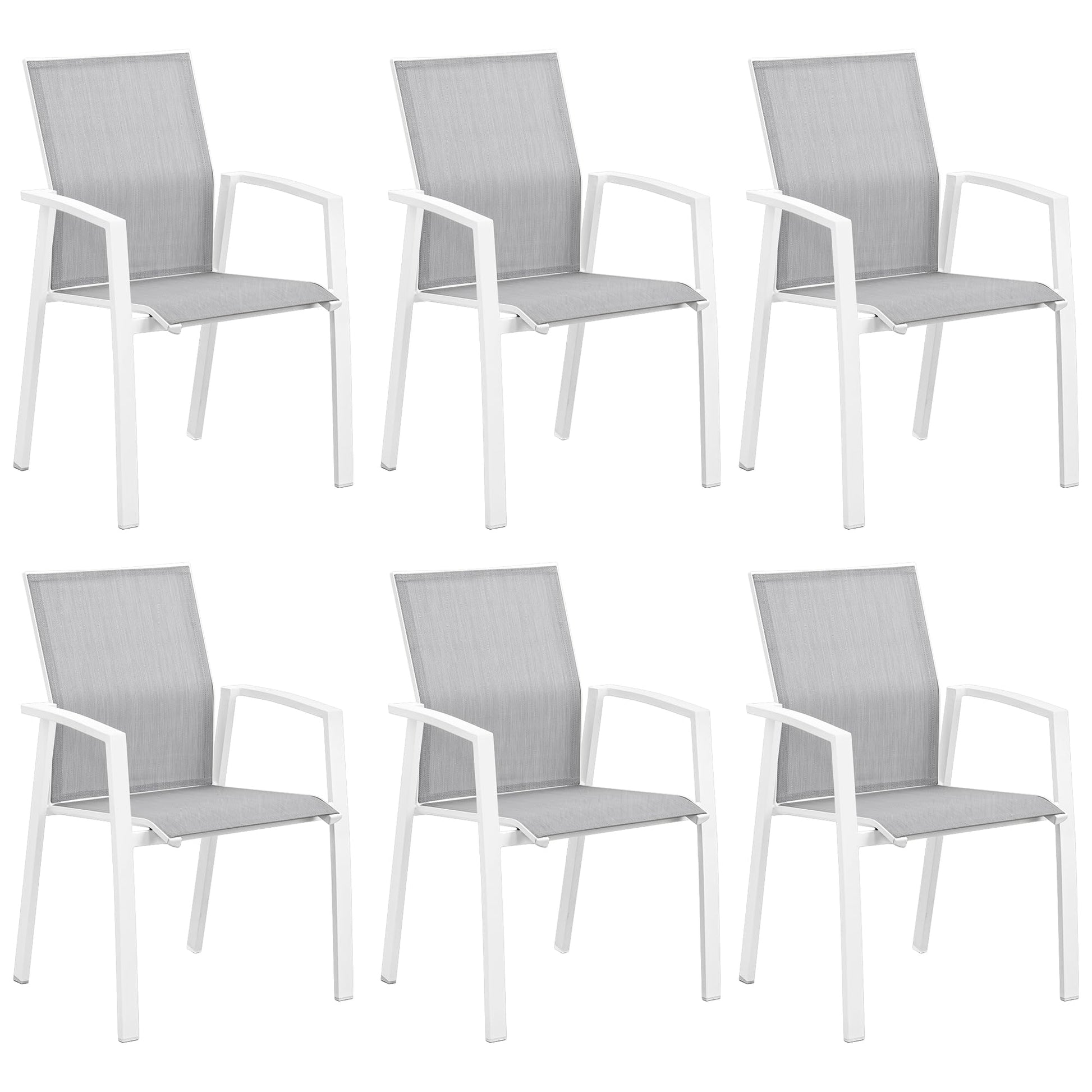 Wisteria Lane Patio Chairs Set of 6, Heavy Duty Aluminum Outdoor Dining Chairs with Breathable Quick Drying Textilene Fabric, Metal Stackable Outdoor Patio Furniture for Lawn Balcony Outside - WoodArtSupply