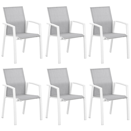 Wisteria Lane Patio Chairs Set of 6, Heavy Duty Aluminum Outdoor Dining Chairs with Breathable Quick Drying Textilene Fabric, Metal Stackable Outdoor Patio Furniture for Lawn Balcony Outside - WoodArtSupply