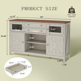 YITAHOME Farmhouse TV Stand for 65/55 Inch Television, Entertainment Center Television Stand with Drawers & Door, 59" Media Console TV Cabinet for Living Room, Antique White YITAHOME