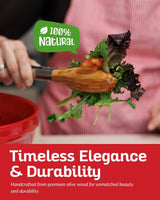 Boxiki Kitchen Tongs for Cooking with Wooden Tips - Wooden Tongs Ideal for BBQ, Salad, Toaster, Bread & Pickles - Made of Natural Olive Wood, Size 12 Inch Boxiki Kitchen