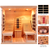 ZONEMEL Full Spectrum Infrared 2 Person Wooden Sauna Room with Recliner, Canadian Hemlock Luxury Indoor Sauna with 10 Heaters, Oxygen Bar, 3400 Watt, Infrared Therapy Wood Dry Heat Sauna, 220V ZONEMEL