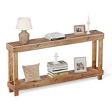 COSHOMER Rustic Farmhouse Console Table with 2 Tiers - Distressed Reclaimed Wood Entryway Sofa Table, Narrow Long Behind Couch Table for Living Room & Bedroom,60x30x10 Inch,Natural Wood(Oak) COSHOMER
