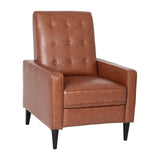 Flash Furniture Erza LeatherSoft Button Tufted Pushback Recliner, Mid-Century Modern Recliner Chair for Residential and Commercial Use, Cognac Brown Flash Furniture