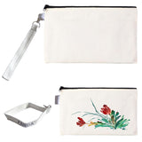 10 Pack Sublimation Blanks Canvas Makeup Bags with Wristband Lanyards, DIY Heat Transfer Cosmetic and Pencil Pouches, Multi-Purpose Travel Toiletry Zipper Bags for Crafting and Personalization HeKimLee