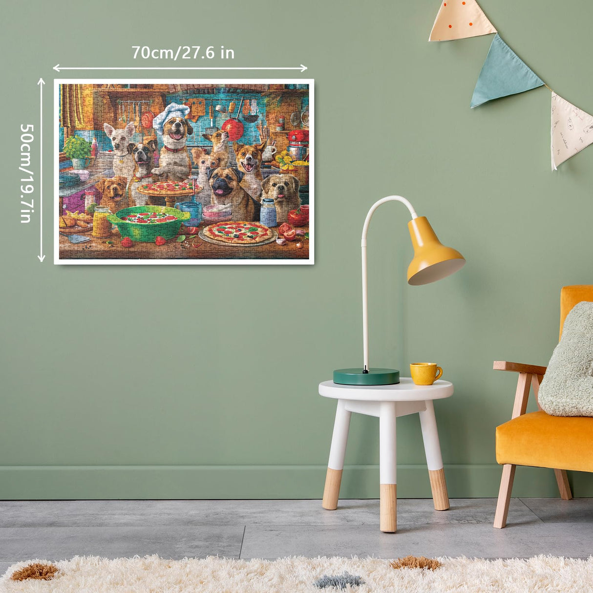 Dog Puppy Pizza Puzzles for Adults 1000 Pieces, Food Kitchen Jigsaw Puzzle, Animals Funny Puzzles BBOLDIN