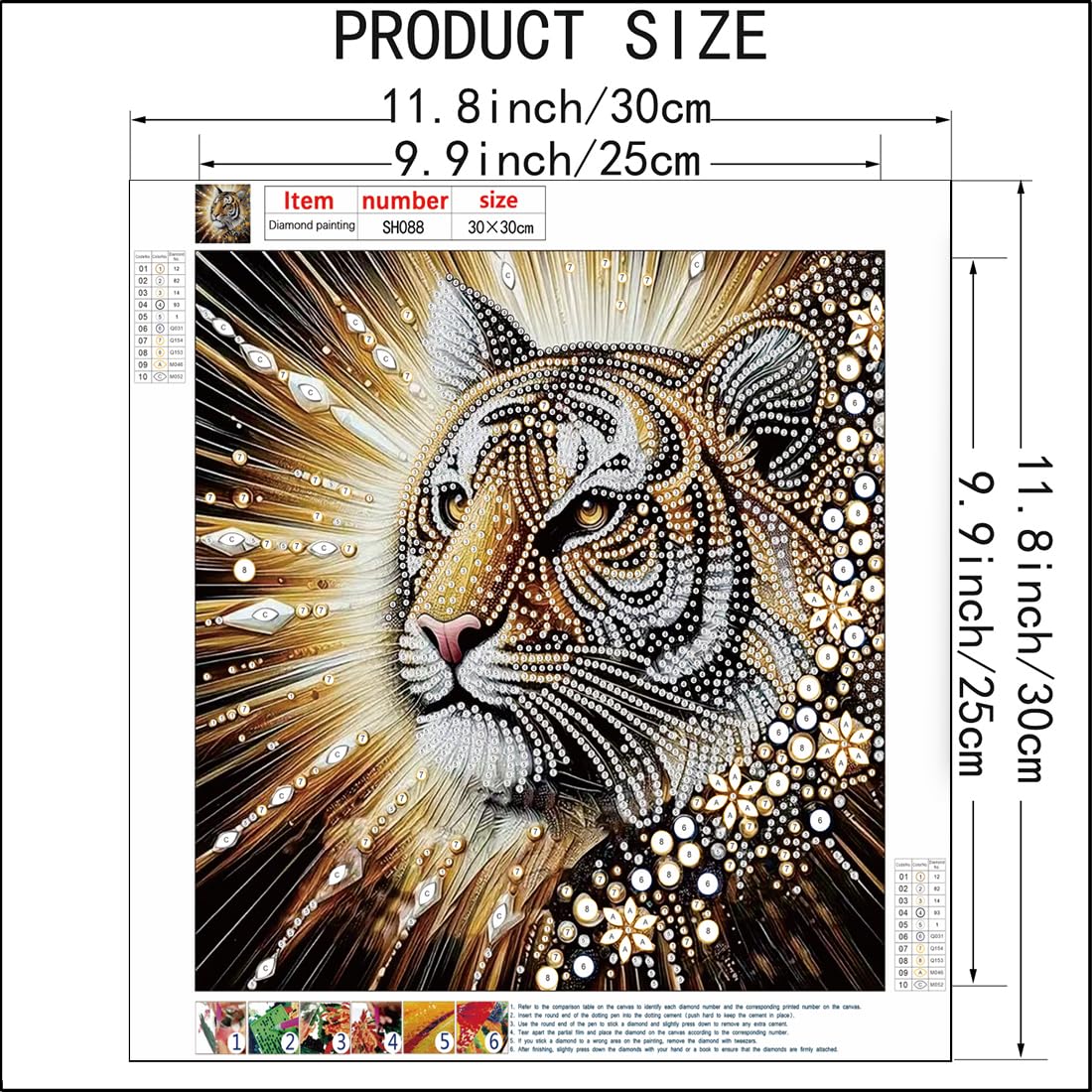 Tiger Diamond Art Kits for Adults Beginners,Animal Diamond Painting Kits,5D Special Shape Crystal Rhinestones Paint by Diamonds and Crafts for Adults Home Wall Decor 12 X 12inch SHICERNHJ
