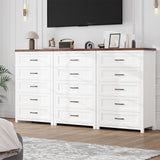 Jocoevol Elegant Farmhouse 5 Drawer Dresser for Bedroom - Tall Chest of Dresser with Spacious Storage, Solid Wood Construction for Living Room, Hallway & Entryway - White & Brown Jocoevol