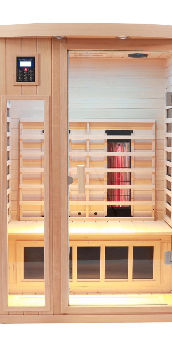 Kunsana Ceramic Infrared Sauna 2-Person Hemlock 2-in-1
