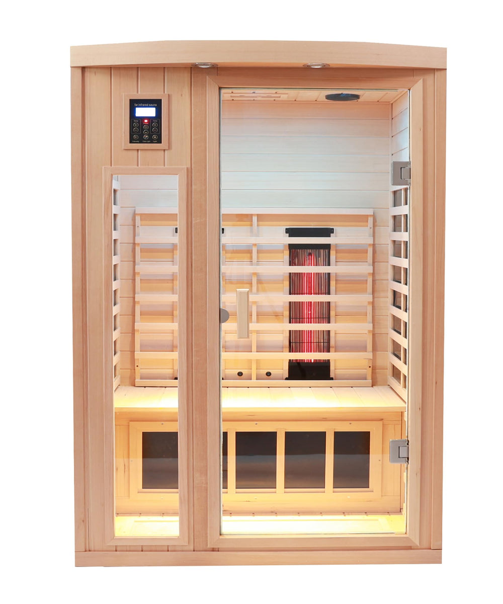 Kunsana Ceramic Infrared Sauna 2-Person Hemlock 2-in-1