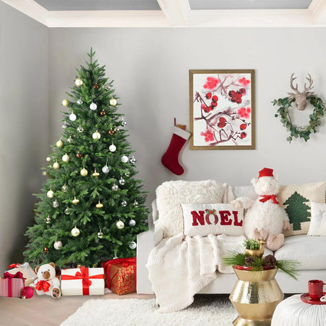 5 FT Artificial Christmas Tree with 1020 PE&PVC Mixed Branch Tips, Unlit Hinged Premium Spruce Fake Xmas Trees, Green, Foldable Base Treepool