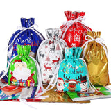 HRX Package Holiday Drawstring Gift Bags, 30pcs Christmas Foil Gift Wrapping Sacks Pouches for Xmas Presents Party Favor (Large Medium Small) HRX Package