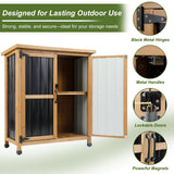 Ketive Outdoor Storage Cabinet, Wood & Metal Small Storage Shed with Weather-Resistant Asphalt Roof, Double Lockable Doors & Removable Shelves for Porch, Patio, Garden, Backyard, 32" x 13" x 40" ketive