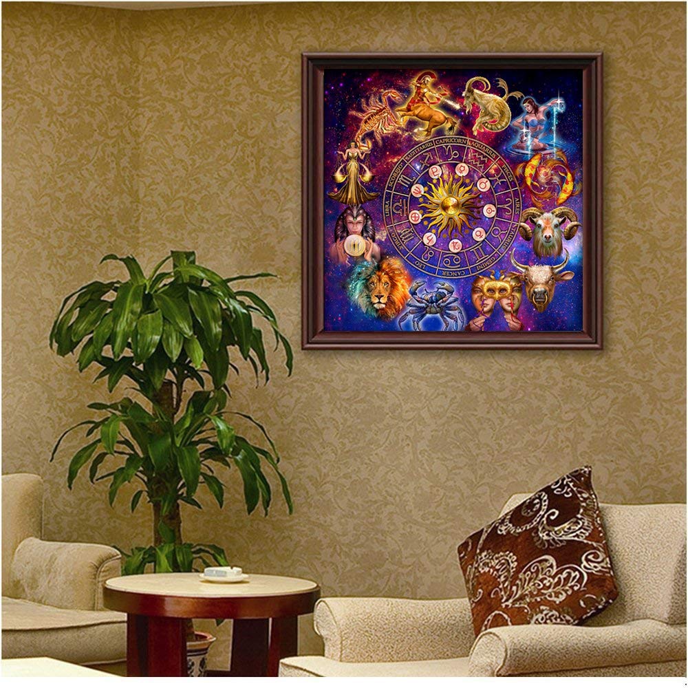 5D DIY Full Drill Constellation Diamond Art Aquarius Cross Stitch Zodiac Signs Embroidery Mosaic Kit Home Decor Wall Art Gifts Twelve 11.8x11.8 30x30 cm Better Selection