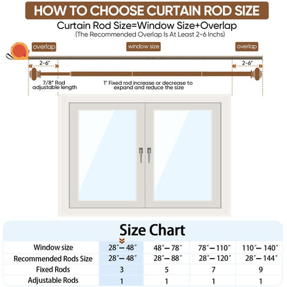 SIMEWIN White Curtain Rods for Windows 28 to 48 Inches Adjustable Decorative 1 Inch Diameter Single Window Curtain Rod Set with Classic Finials, White Finishing