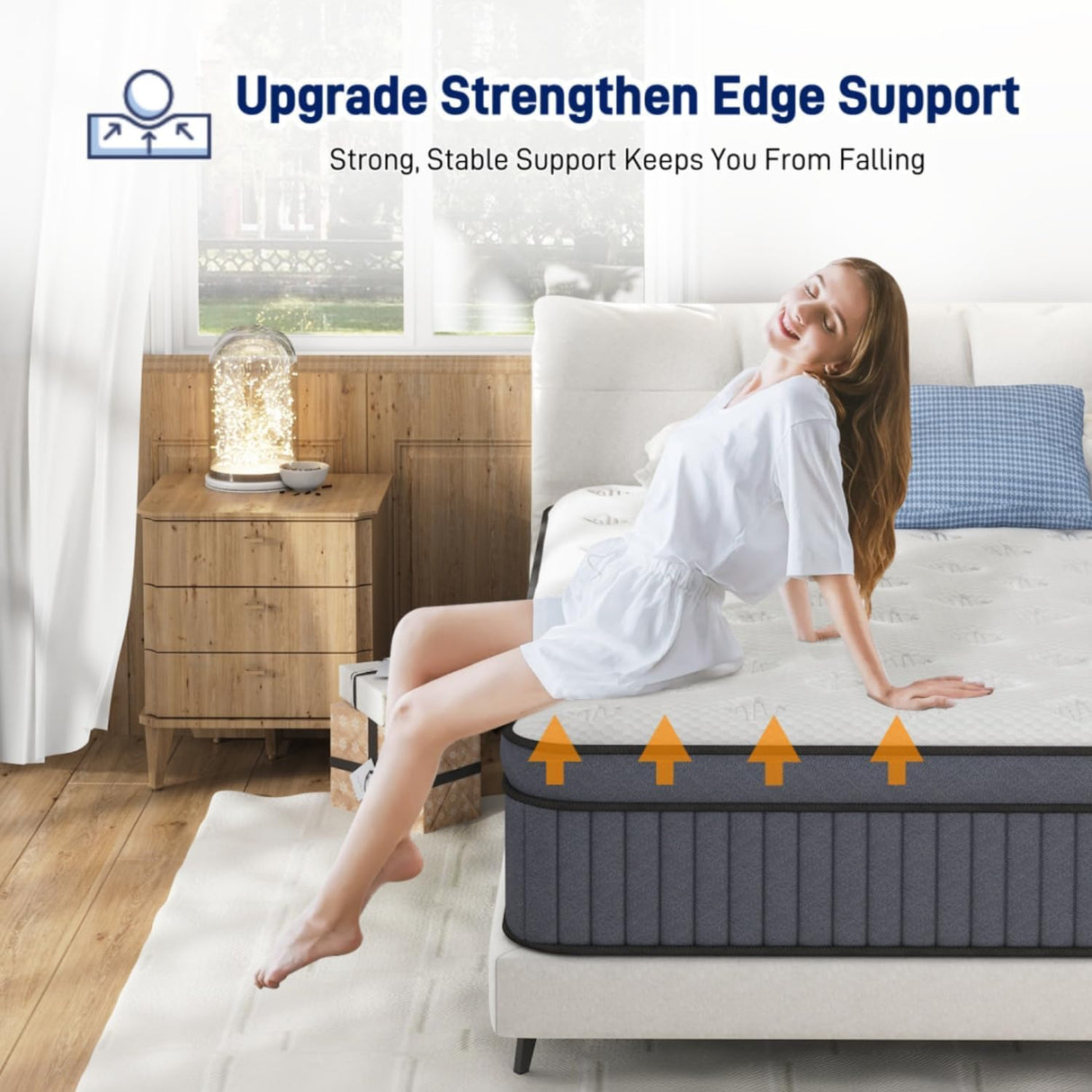King Size Mattress [Upgraded Strengthen] 14 Inch Medium Firm King Mattress In A Box, Hybrid Mattresses With Gel Memory Foam & Independent Pocket Springs, Pressure Relief, Edge Support, CertiPUR-US EEN EEN SLEEP