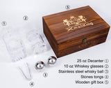 Whiskey Decanter Set with Wooden Box, Lion Whiskey Glasses 10 oz and 25 oz Bourbon Decanter Set with 18/10 Stainless Steel Whiskey Stones, Tongs, Whiskey Gifts for Men Husband Dad Wedding XmanKing