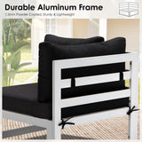 RADIATA 7 Piece L-Shaped Oversized Modern Aluminum Patio Furniture Set, All Weather Modular Sectional Sofa with Fire Pit Table, 500 lbs Heavy Duty Comfortable Outdoor Couch for Backyard Deck, Black RADIATA