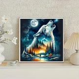 STGLCR Wolf Diamond Art Kits for Adults, Wolf Moon Diamond Painting Kits for Adults Beginners, DIY 5D Forest Diamond Painting with Round Gem Art Kits for Adult for Gift Home Wall Decor 12x12 Inch STGLCR